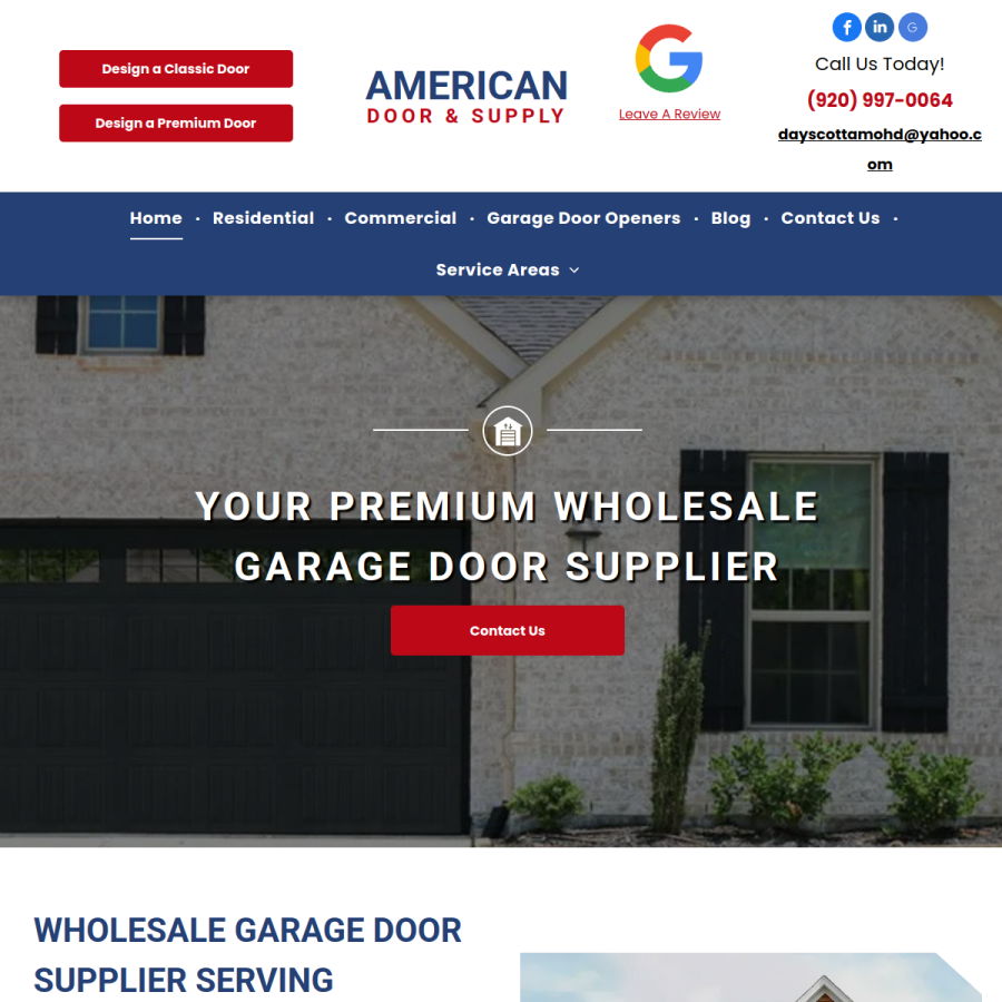 Screenshot of the American Door & Supply website