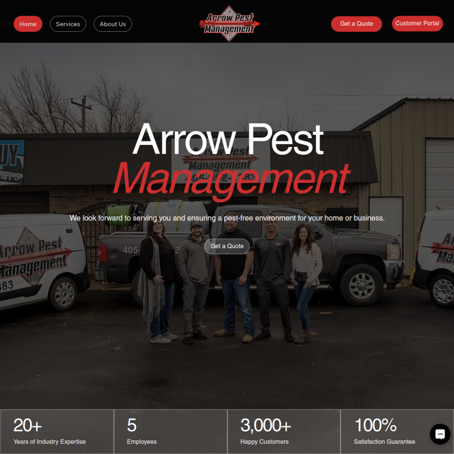 Screenshot of the Arrow Pest Management LLC website