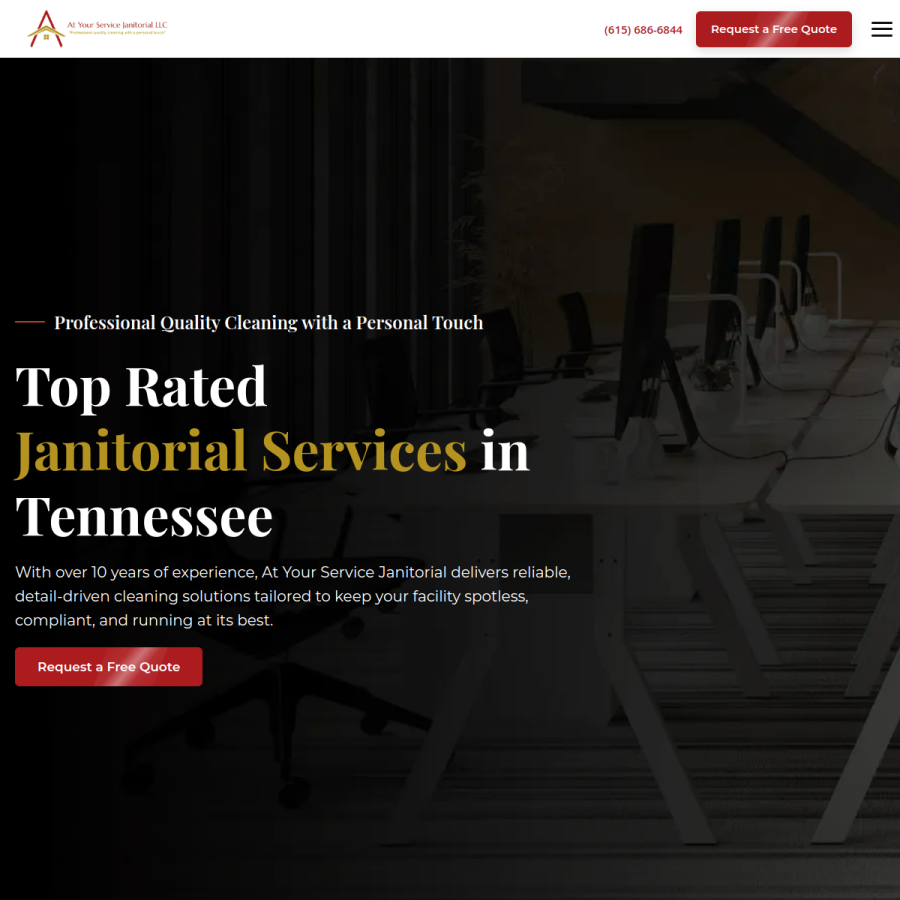 Screenshot of the At Your Service Janitorial LLC website