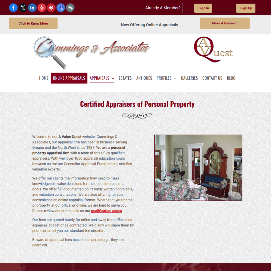 Screenshot of the Cummings & Associates website