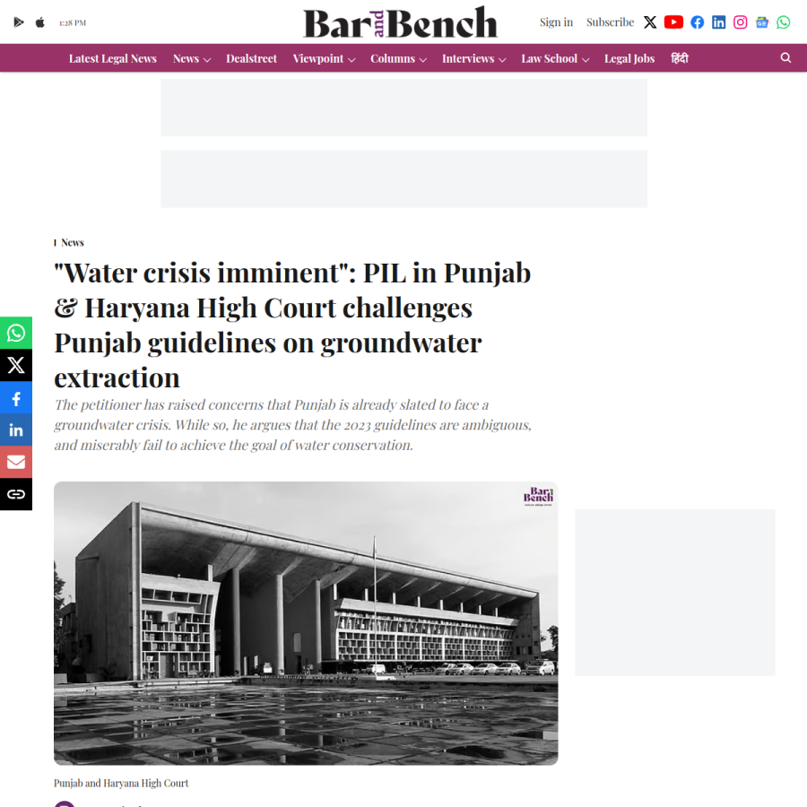 PIL challenges Punjab guidelines on groundwater extraction