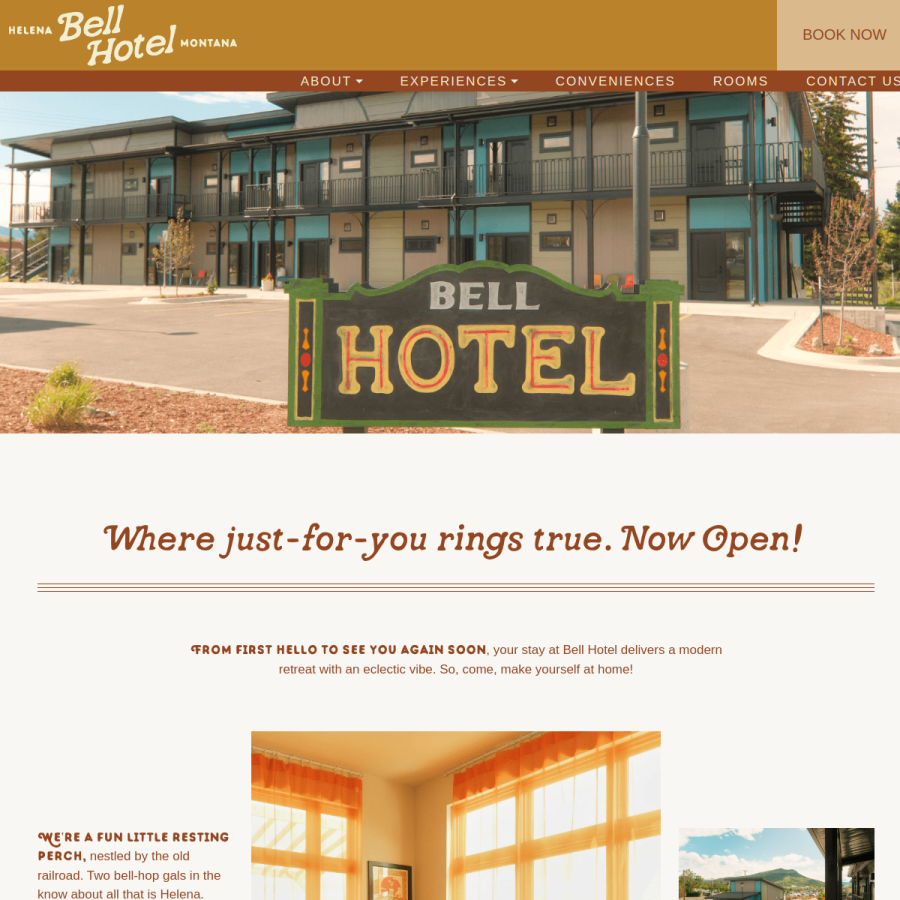 Screenshot of the Bell Hotel website
