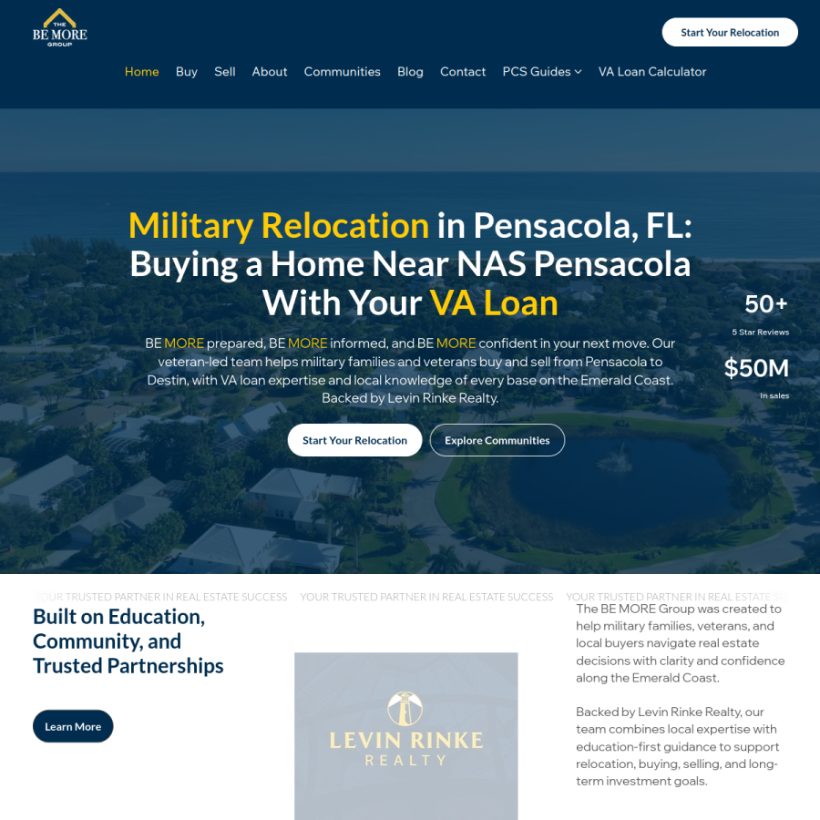 Screenshot of the The BE MORE Group at Levin Rinke Realty website