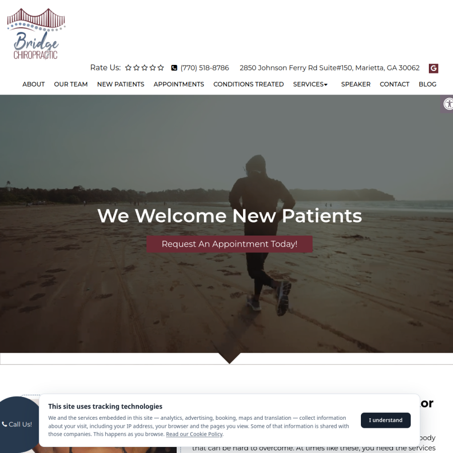 Screenshot of the Bridge Chiropractic and Rehabilitation, LLC website