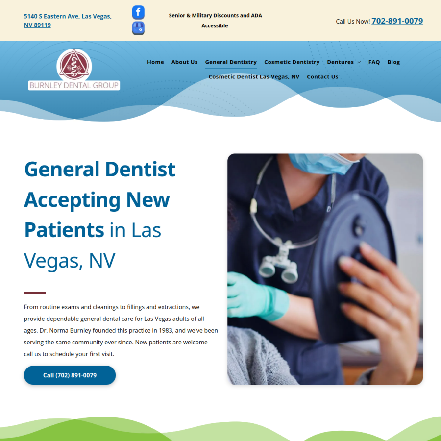 Screenshot of the Burnley Dental Group website
