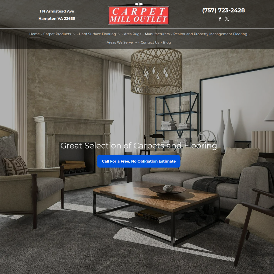 Screenshot of the Carpet Mill Outlet website