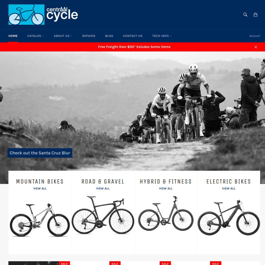 Screenshot of the Centraal Cycle website