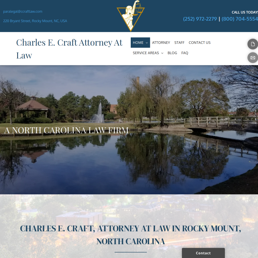 Screenshot of the Charles E. Craft, Attorney at Law website