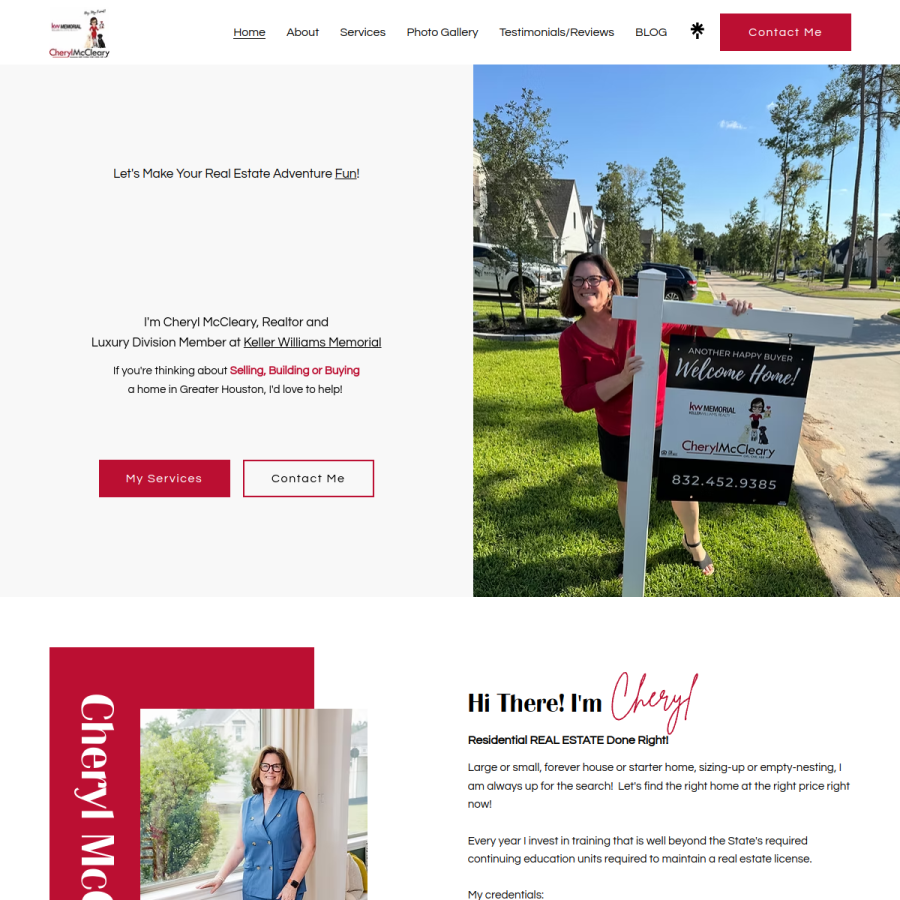 Screenshot of the Cheryl McCleary, Realtor website