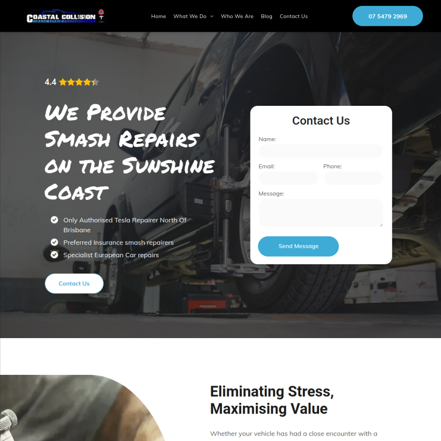 Screenshot of the Coastal Collision Repairs website