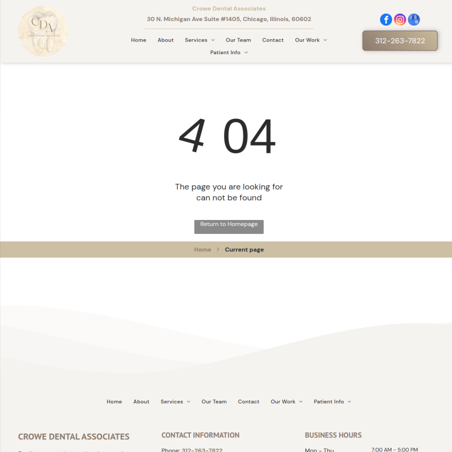 Screenshot of the Crowe Dental Associates website
