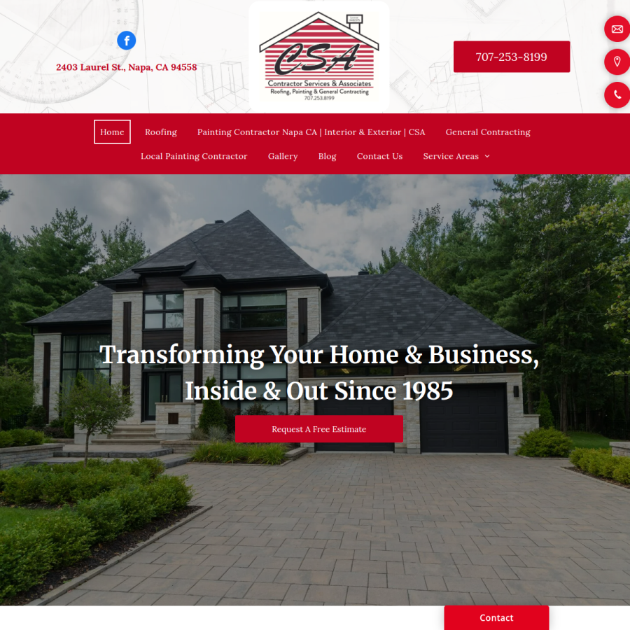 Screenshot of the CSA Roofing, Painting, General Contracting website