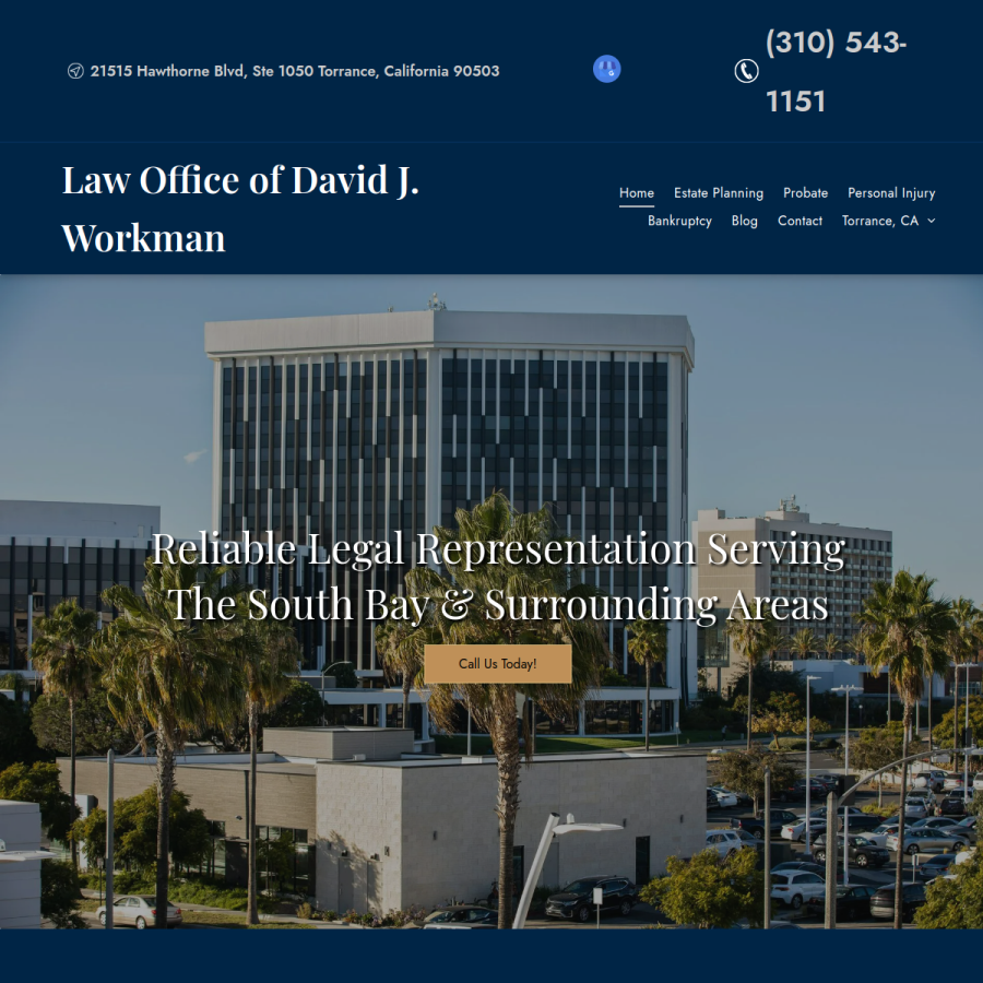 Screenshot of the Law Firm of David J. Workman website