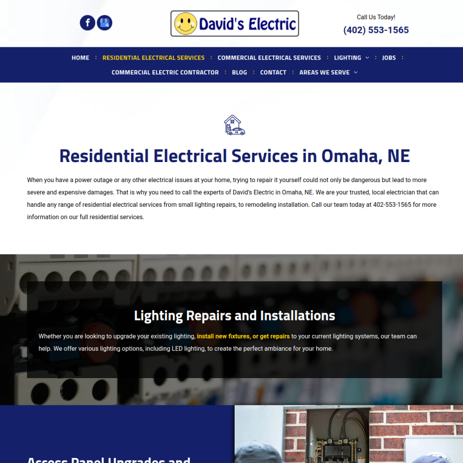 Screenshot of the David's Electric website