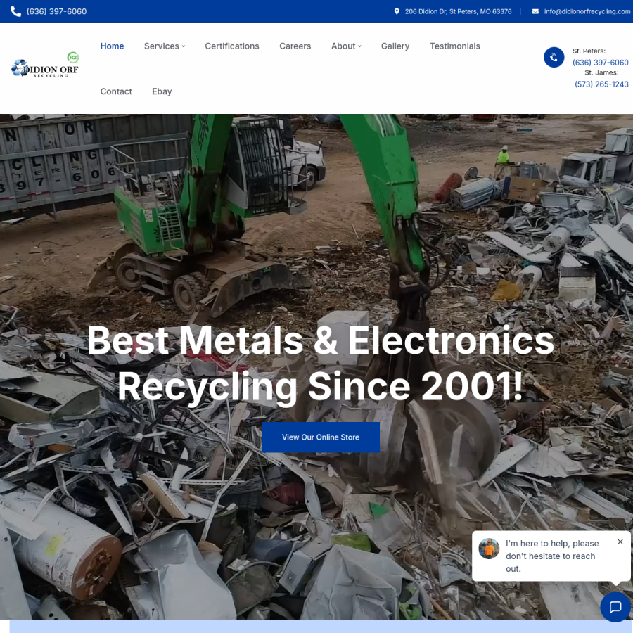 Screenshot of the Didion Orf Recycling Inc website