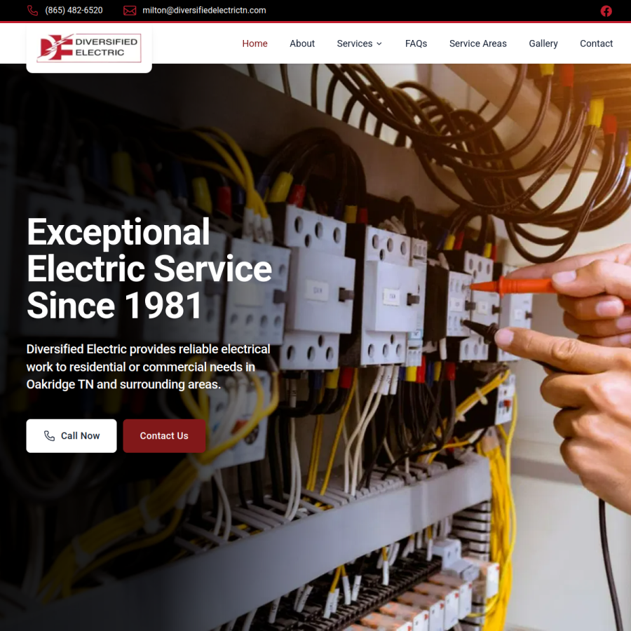Screenshot of the Diversified Electrical website