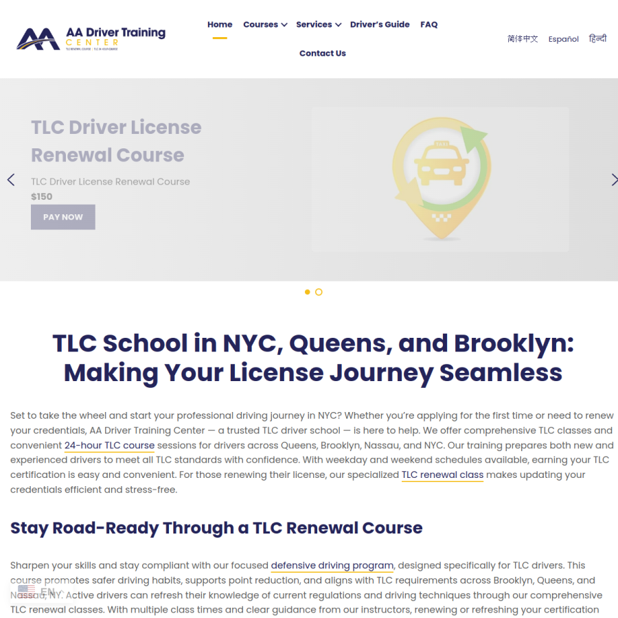 Screenshot of the TLC School Brooklyn NY website