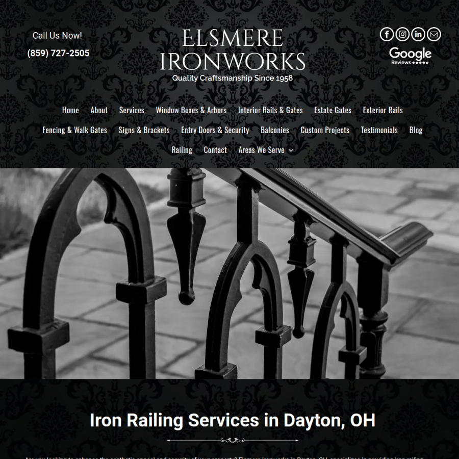 Screenshot of the Elsmere Ironworks website