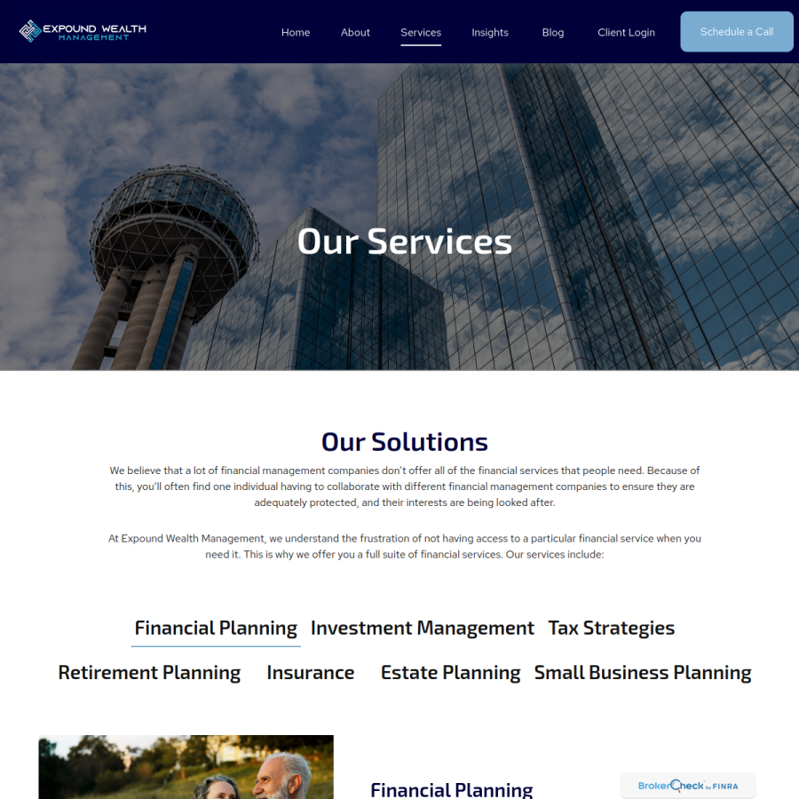 Screenshot of the Expound Wealth Management website