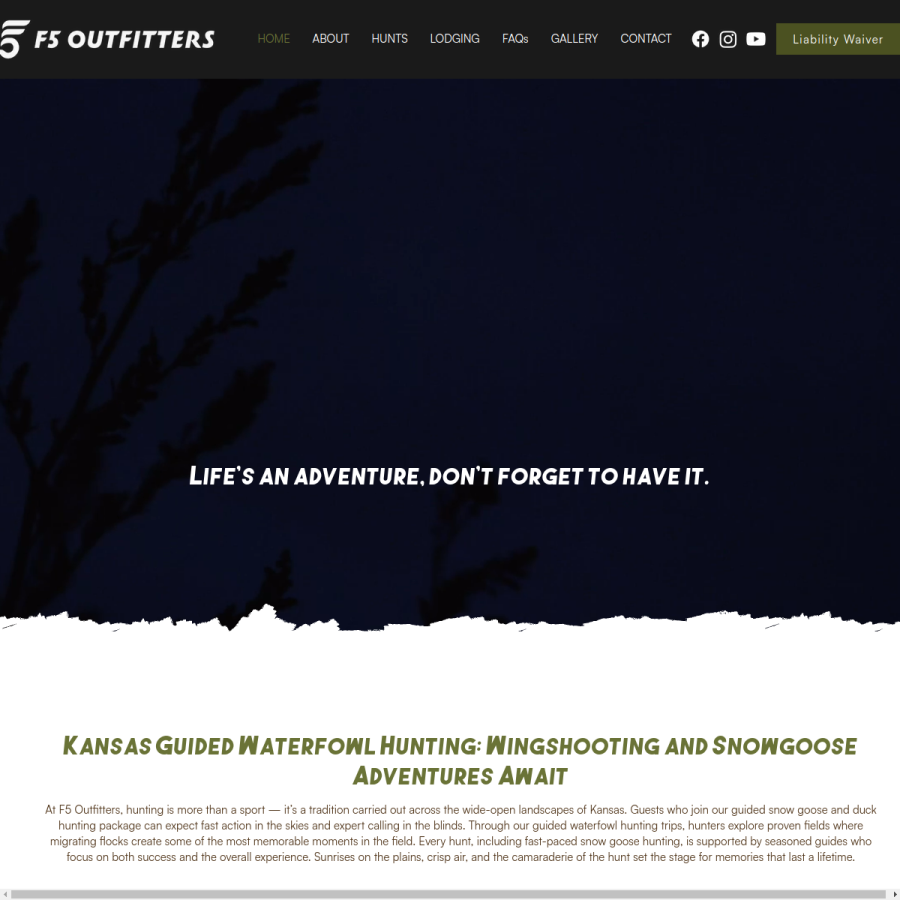 Screenshot of the F5 Outfitters website