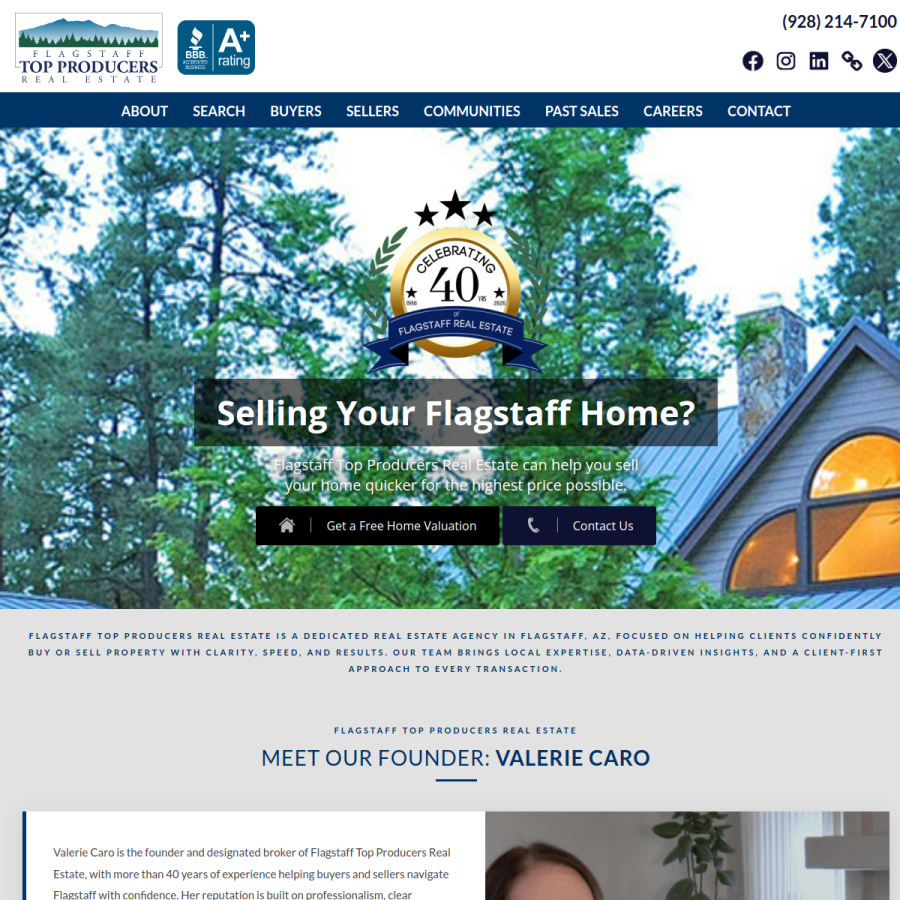 Screenshot of the Flagstaff Top Producers Real Estate website