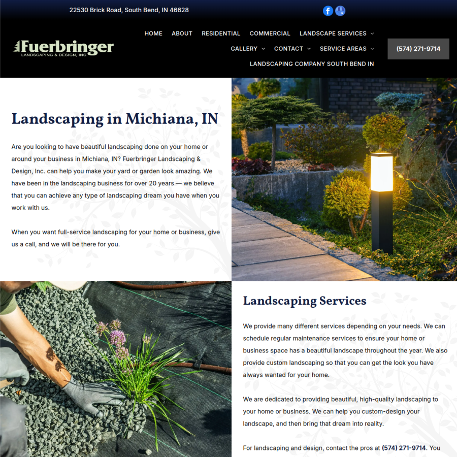 Screenshot of the Fuerbringer Landscaping & Design website