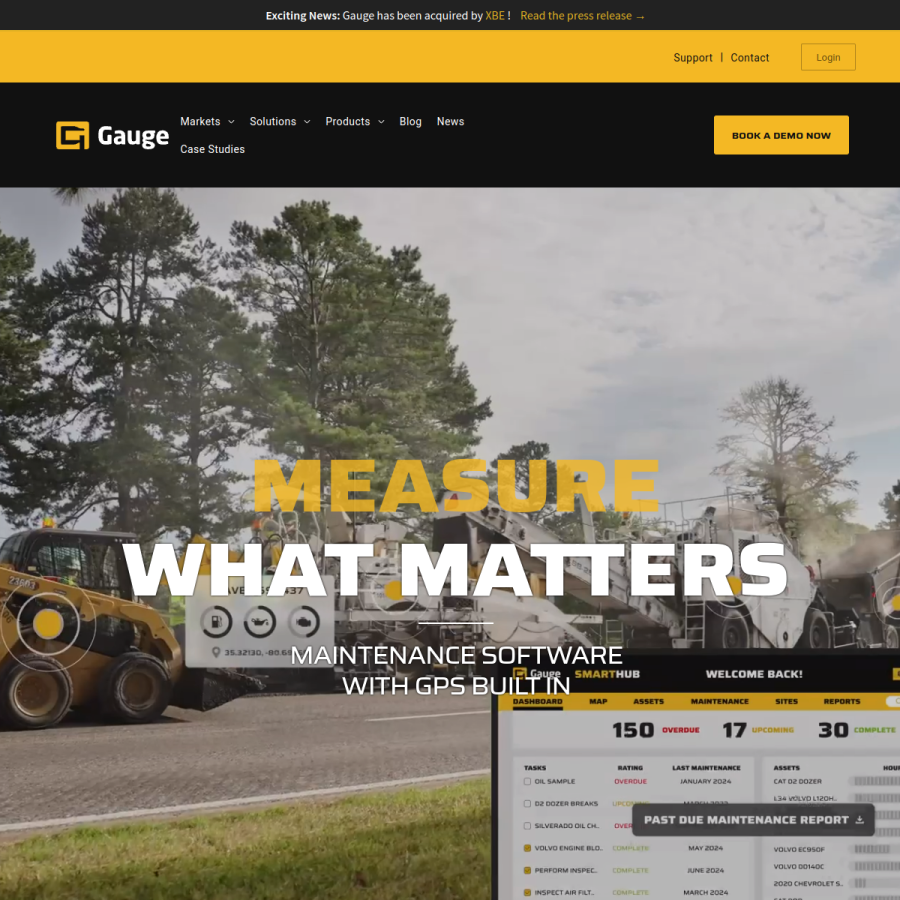 Screenshot of the Gauge website