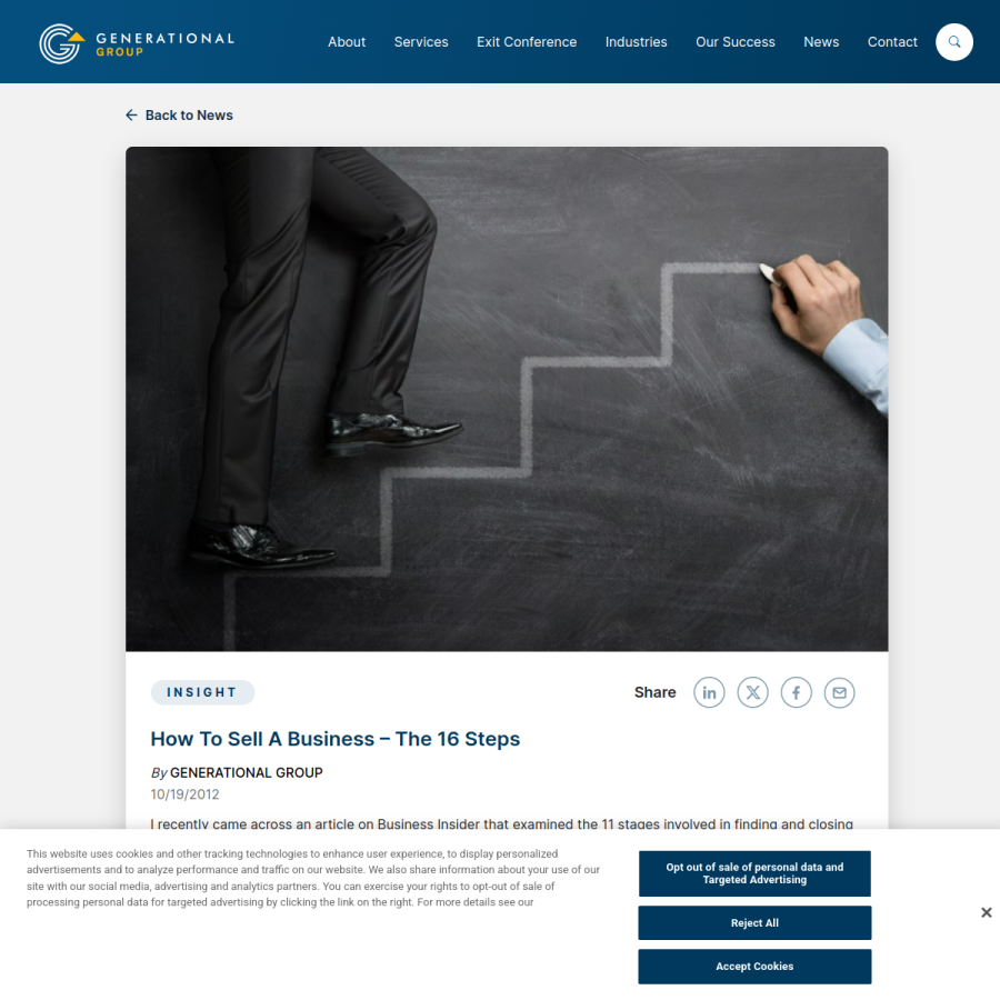 Screenshot of the Generational Group website