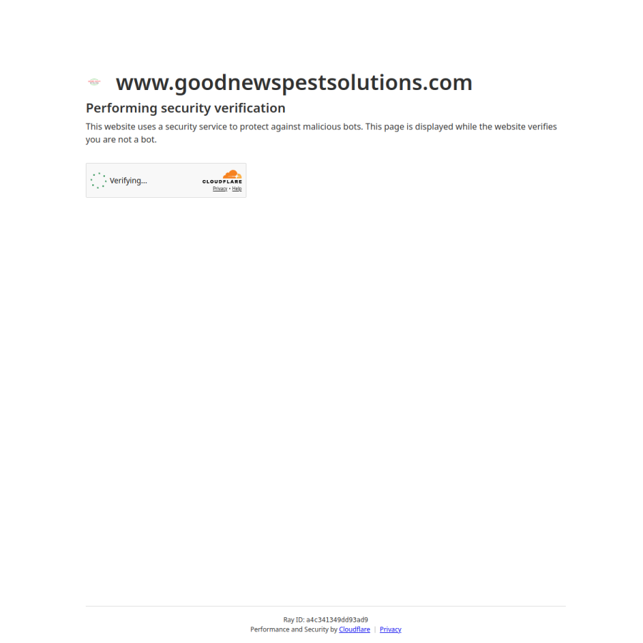 Screenshot of the Good News Pest Solutions website