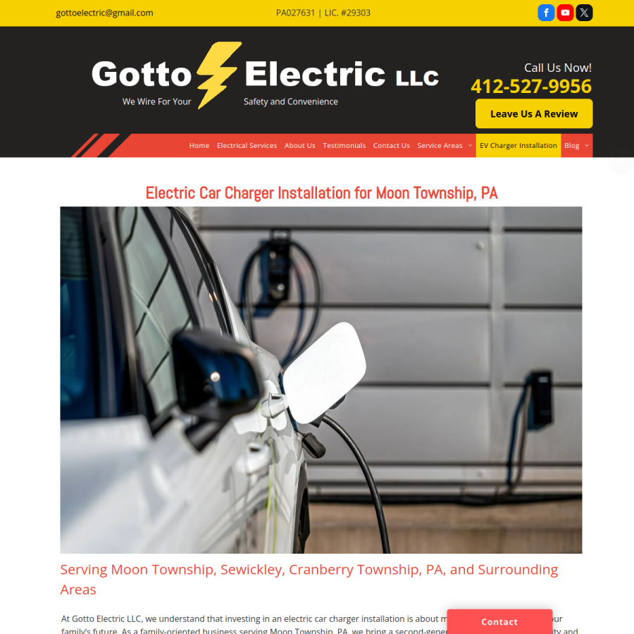 Screenshot of the Gotto Electric website