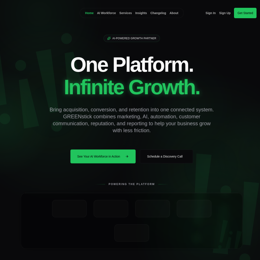 Screenshot of the Green Stick Marketing website