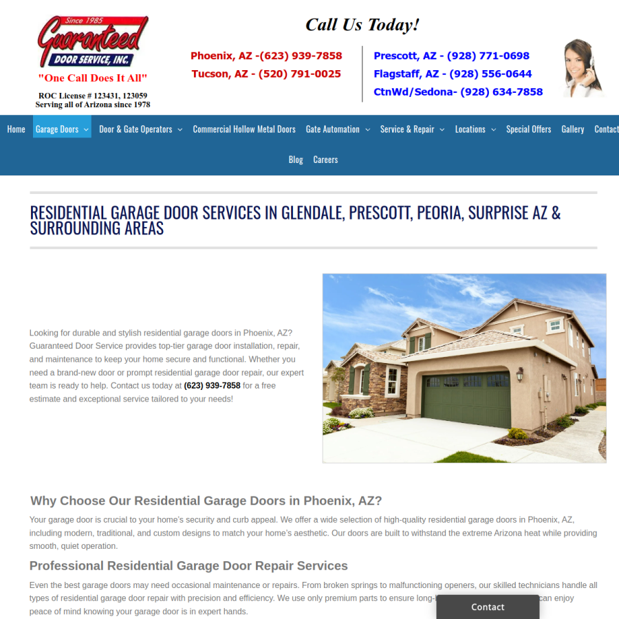 Screenshot of the Guaranteed Door Service website