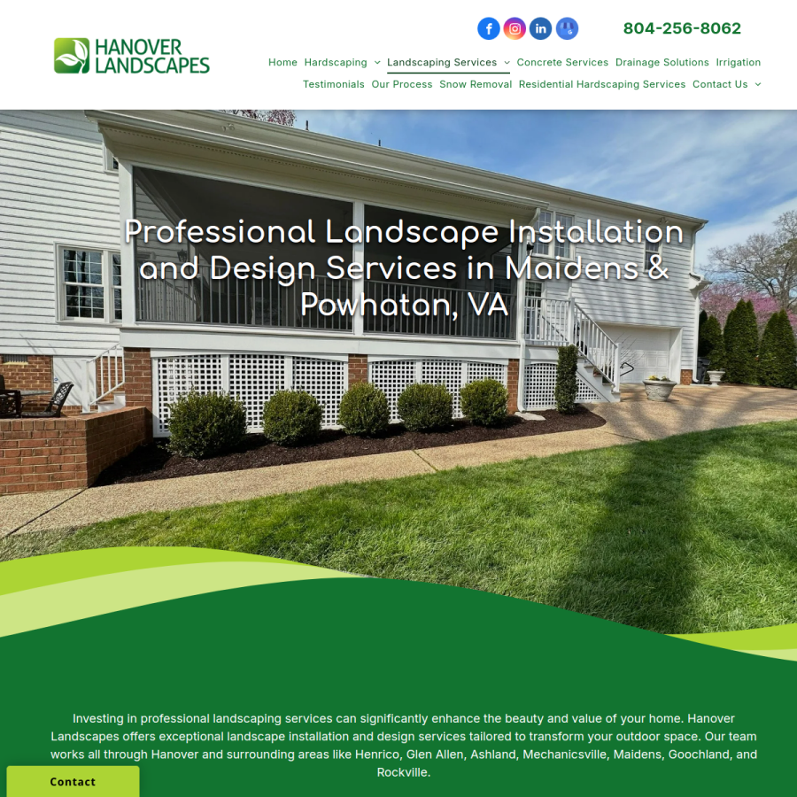 Screenshot of the Hanover Landscapes website