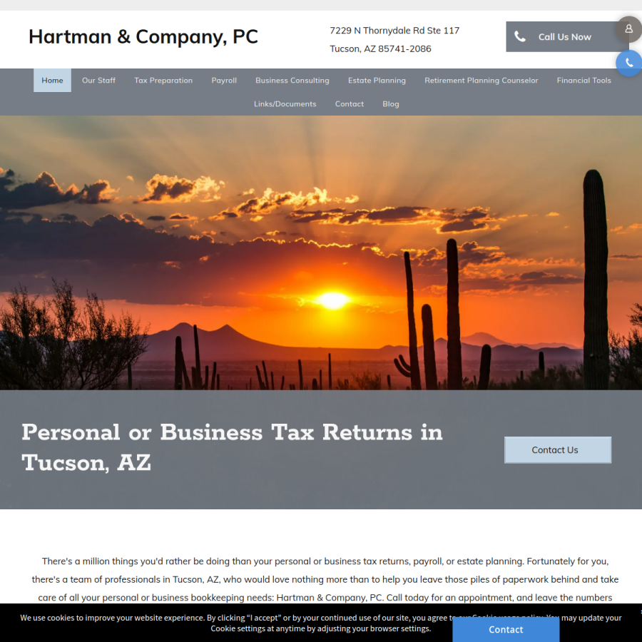 Screenshot of the Hartman & Company PC website