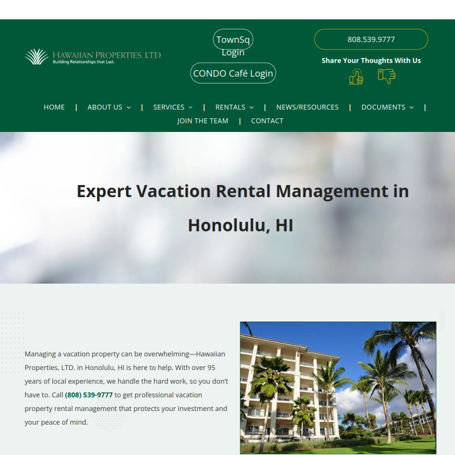 Screenshot of the Hawaiian Properties Ltd website