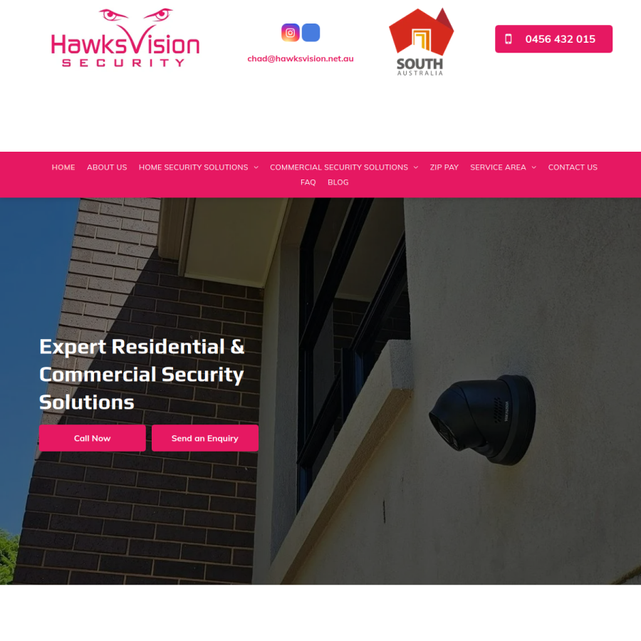 Screenshot of the Hawks Vision Security website