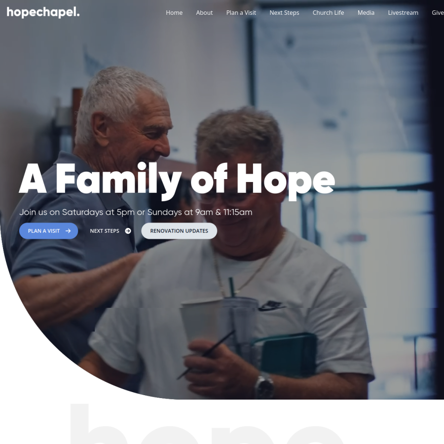 Screenshot of the Hope Chapel Christian Church website