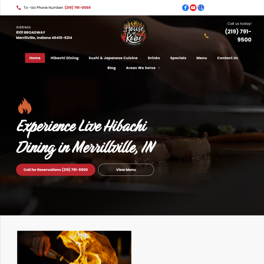 Screenshot of the House of Kobe - Merrillville website