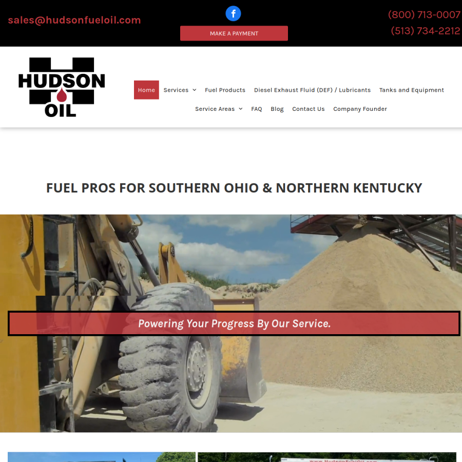 Screenshot of the Hudson Oil website