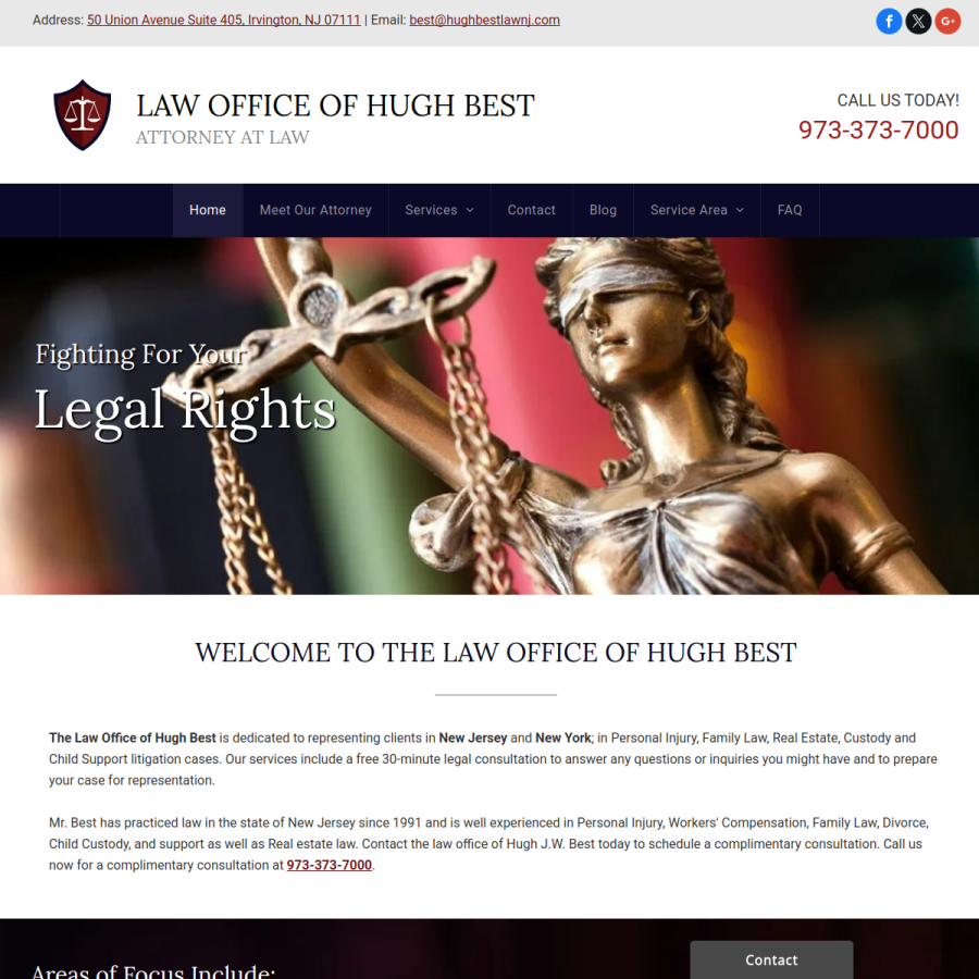 Screenshot of the Law Office of Hugh Best website