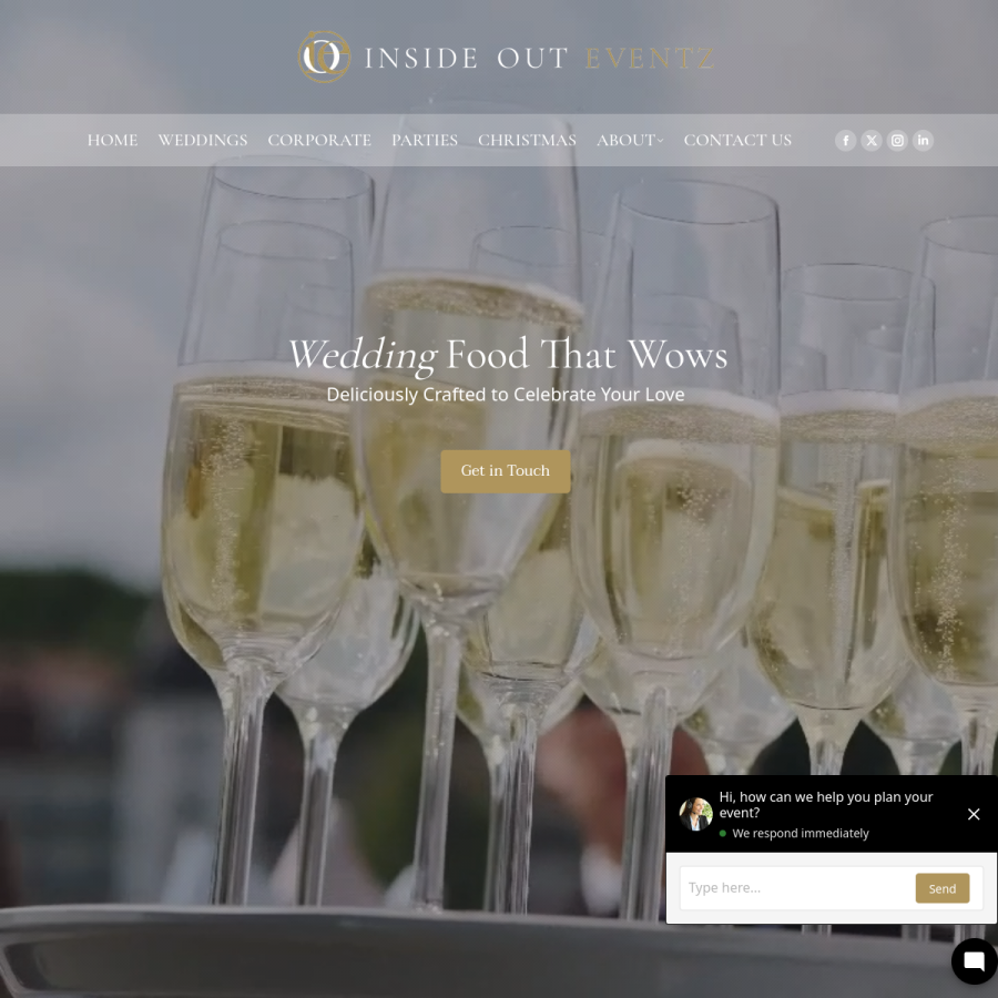 Screenshot of the Inside Out Eventz website