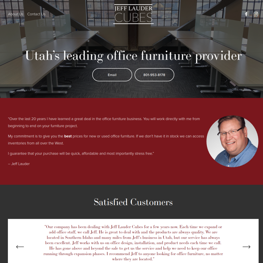 Screenshot of the Jeff Lauder Cubes website