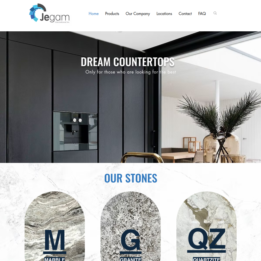 Screenshot of the Jegam Stones Inc website