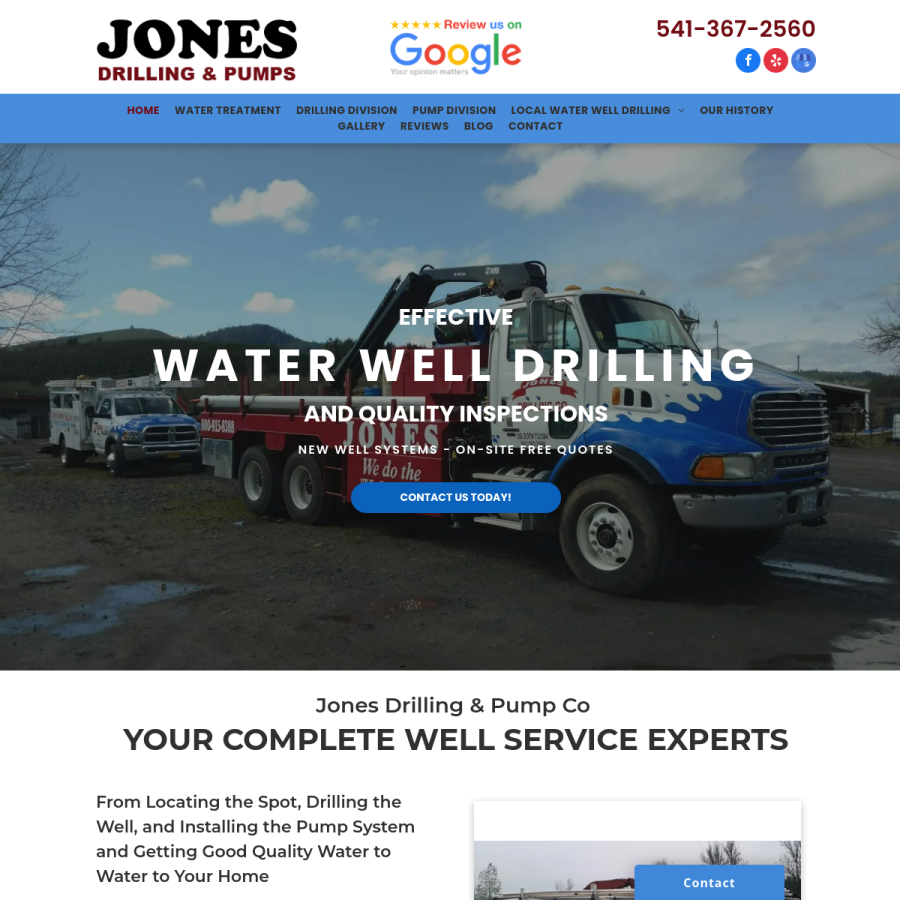 Screenshot of the Jones Drilling & Pump, Co website