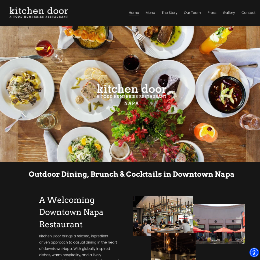 Screenshot of the Kitchen Door Restaurant website