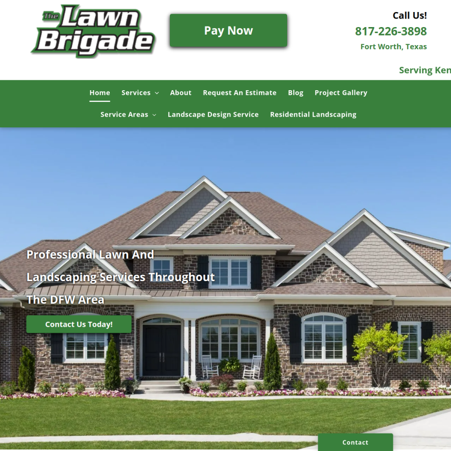 Screenshot of the Lawn Brigade website