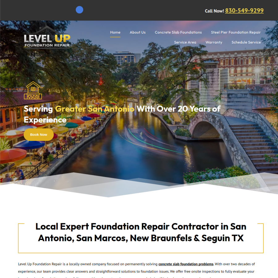 Screenshot of the Level Up Foundation Repair website