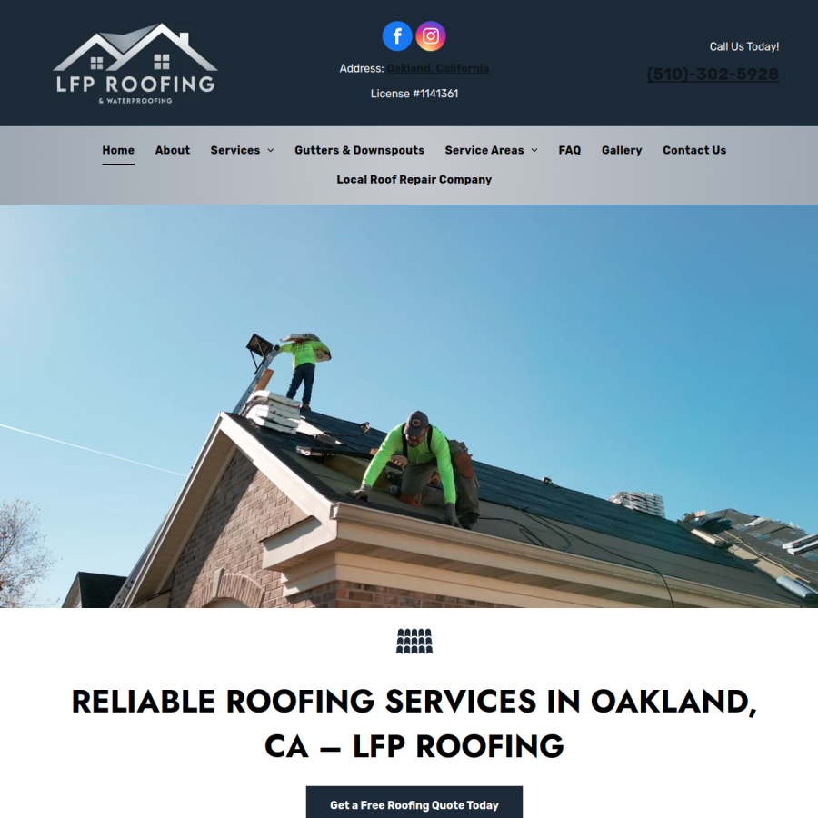 Screenshot of the LFP Roofing website