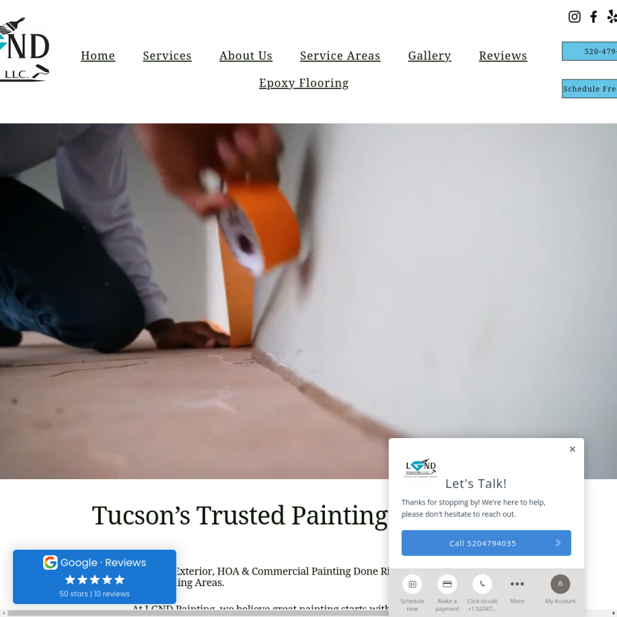 Screenshot of the LGND Painting website