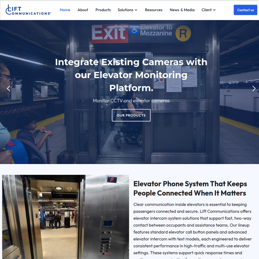 Screenshot of the Lift Communications website